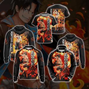 One Piece Portgas D. Ace New Unisex Zip Up Hoodie