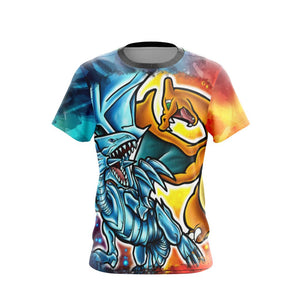 Yugioh - Charizard vs Blue Eyes White Dragon Unisex 3D T-shirt