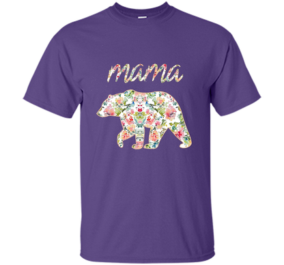 Mama Bear Floral Tee, Mom Graphic T-Shirt, Matching Family shirt Purple