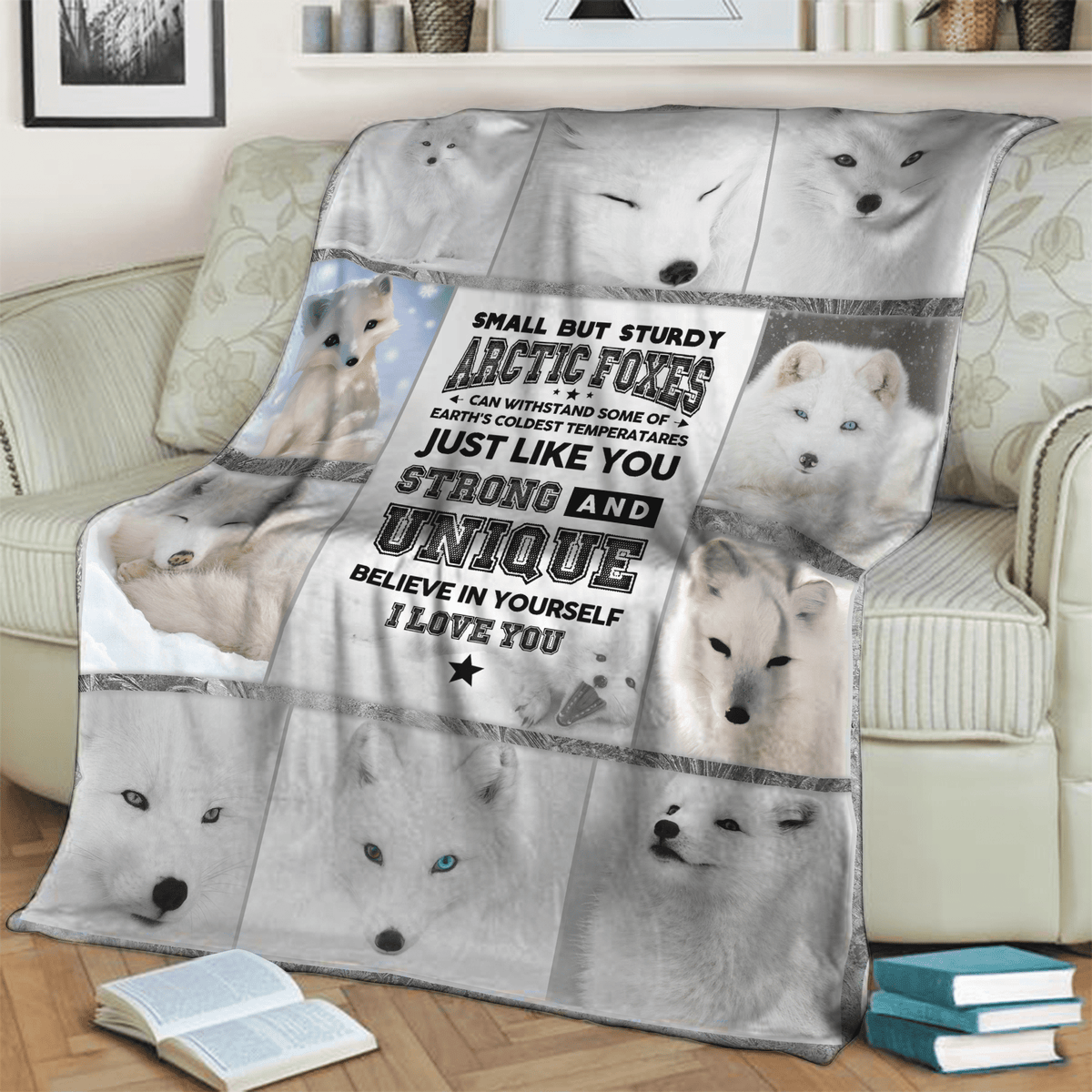 White Arctic Fox Complication 3D Throw Blanket