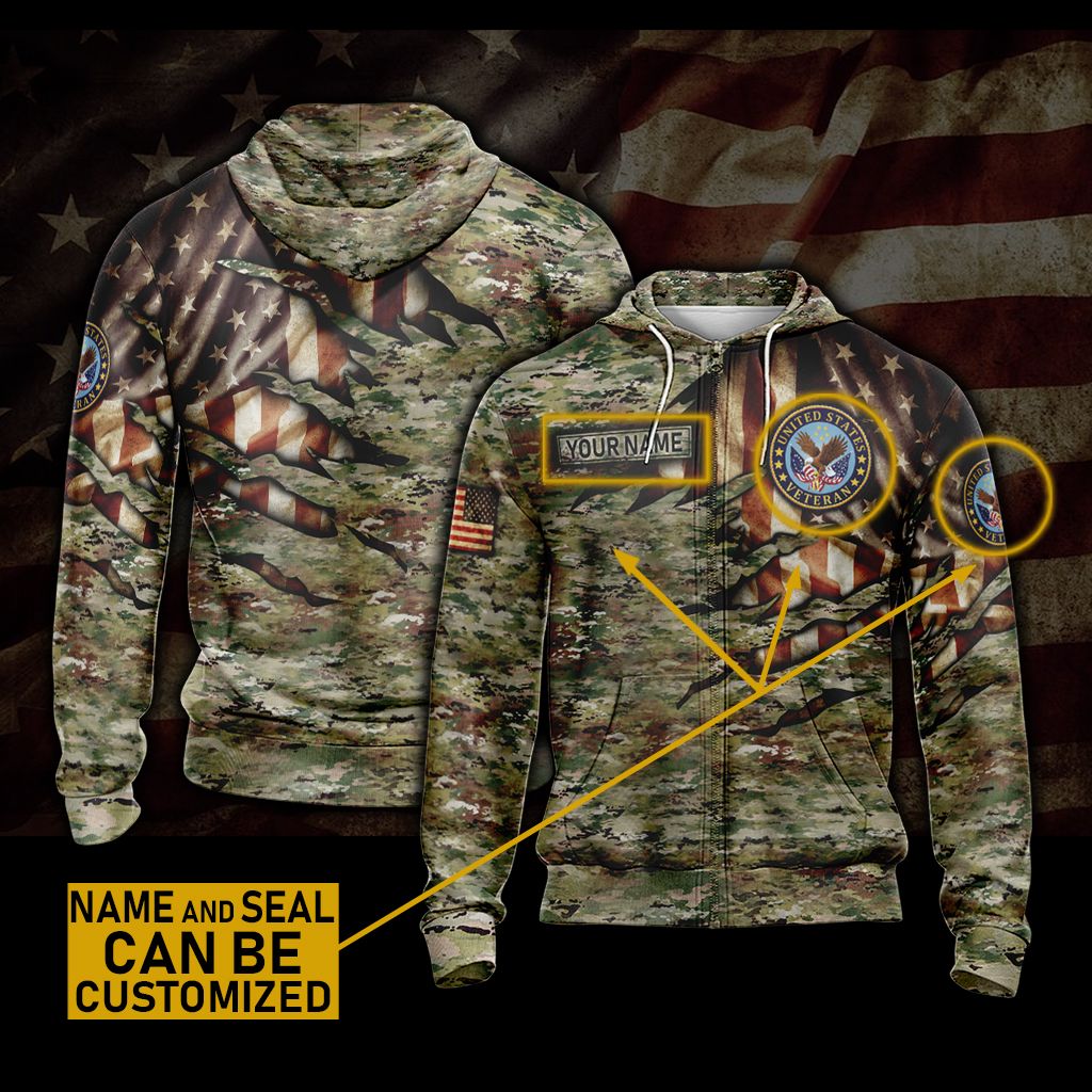 Veteran Camo Unisex 3D T-shirt Zip Hoodie Zip Hoodie