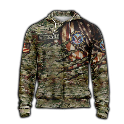 Veteran Camo Unisex 3D T-shirt Zip Hoodie