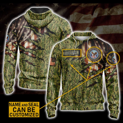 Veteran Camo 2 Unisex 3D T-shirt Zip Hoodie Zip Hoodie