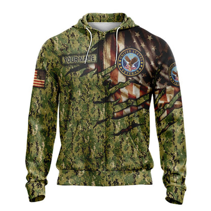 Veteran Camo 2 Unisex 3D T-shirt Zip Hoodie