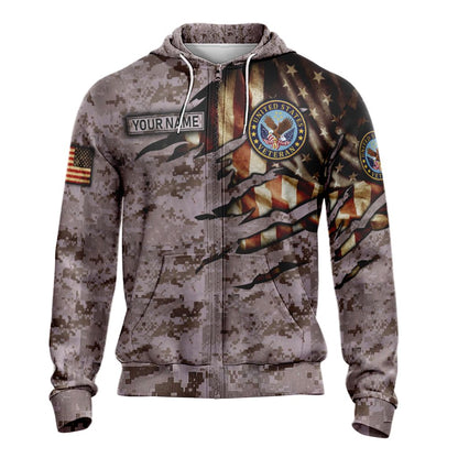 Veteran Camo 3 Unisex 3D T-shirt Zip Hoodie