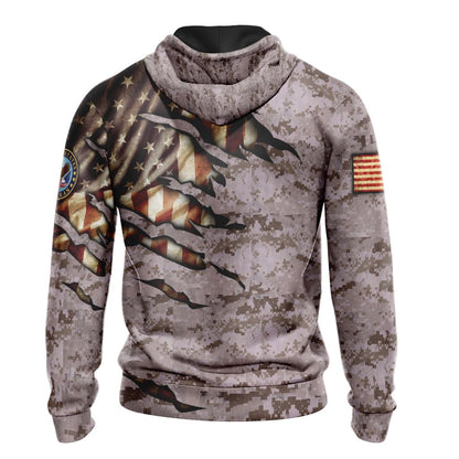 Veteran Camo 3 Unisex 3D T-shirt Zip Hoodie