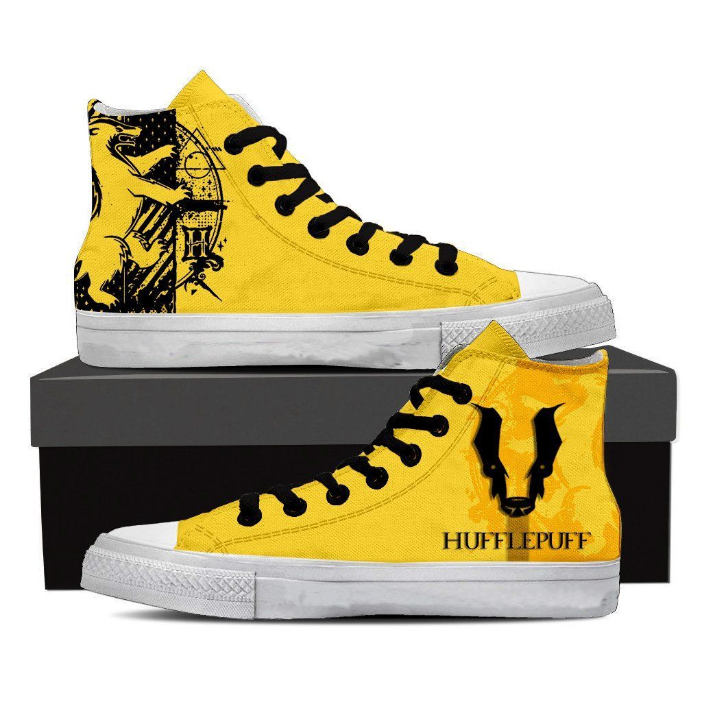 Quidditch Harry Potter Hogwarts House Gryffindor Slytherin Ravenclaw Hufflepuff High Top Shoes