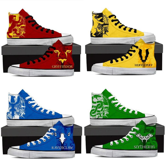 Quidditch Harry Potter Hogwarts House Gryffindor Slytherin Ravenclaw Hufflepuff High Top Shoes