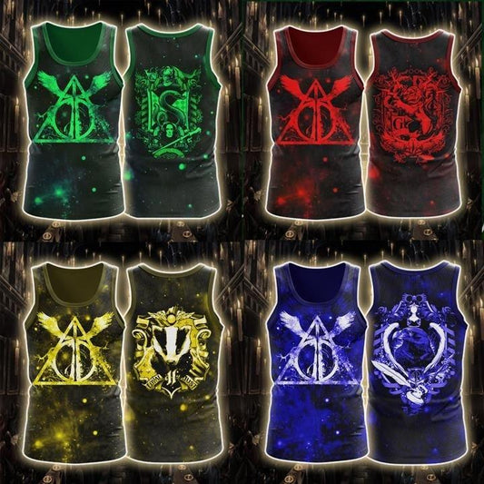 Personalized Harry Potter Hogwarts House Gryffindor Slytherin Ravenclaw Hufflepuff Unisex 3D Tank Top