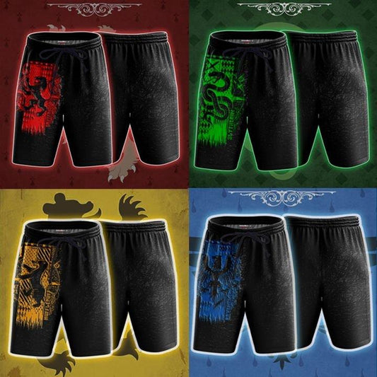 Personalized Harry Potter Hogwarts House Gryffindor Slytherin Ravenclaw Hufflepuff Unisex 3D Beach Shorts