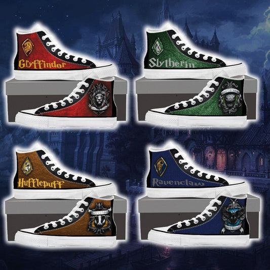 Harry Potter Hogwarts House Gryffindor Slytherin Ravenclaw Hufflepuff High Top Shoes