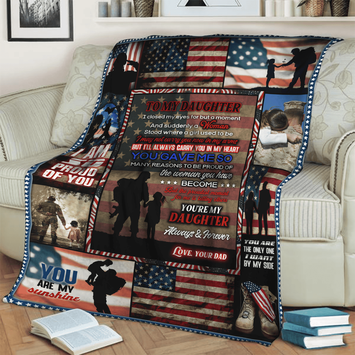 To my daughter Veteran's Daughter 3D Throw Blanket