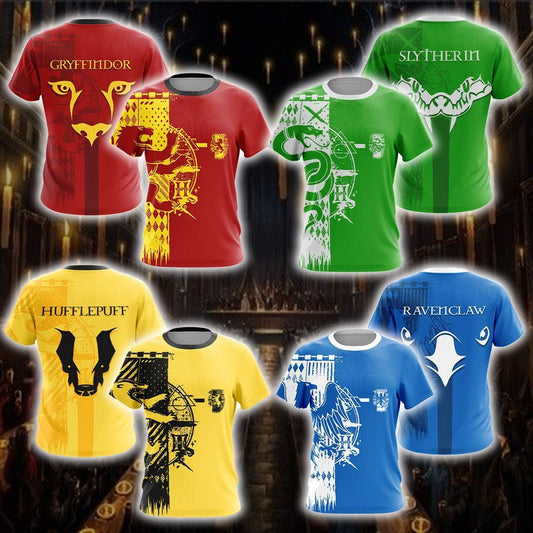 Quidditch Harry Potter Hogwarts House Gryffindor Slytherin Ravenclaw Hufflepuff Unisex 3D T-shirt