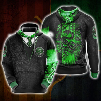 Harry Potter Hogwarts House Slytherin Unisex 3D Pullover Hoodie