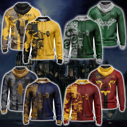 Quidditch Harry Potter Hogwarts House Gryffindor Slytherin Ravenclaw Hufflepuff Unisex 3D T-shirt Zip Hoodie Pullover Hoodie