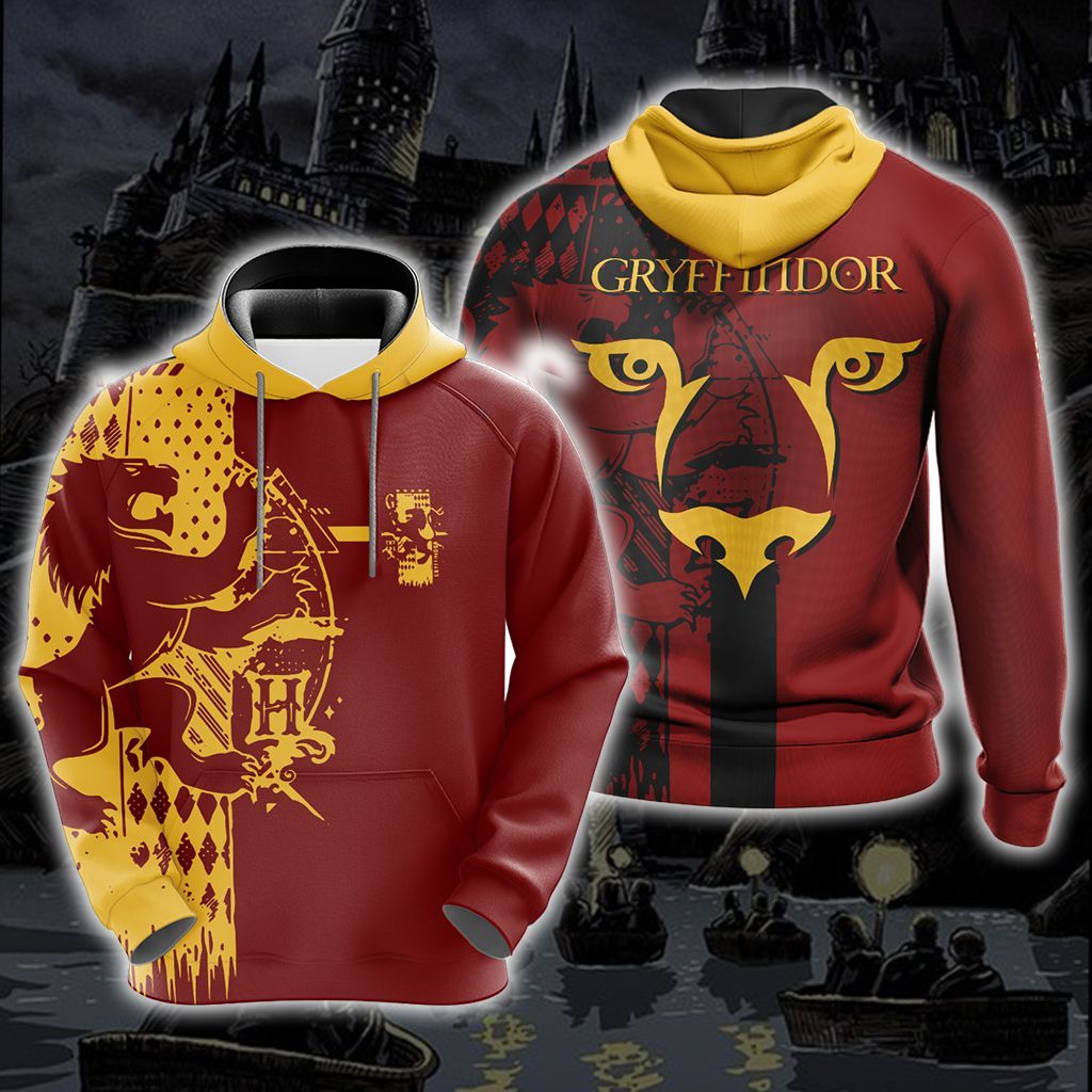 Quidditch Harry Potter Hogwarts House Gryffindor Unisex 3D Pullover Hoodie