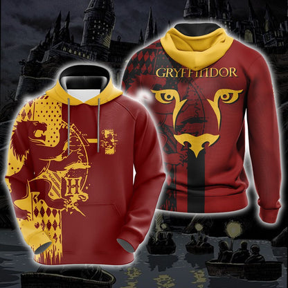 Quidditch Harry Potter Hogwarts House Gryffindor Unisex 3D Pullover Hoodie