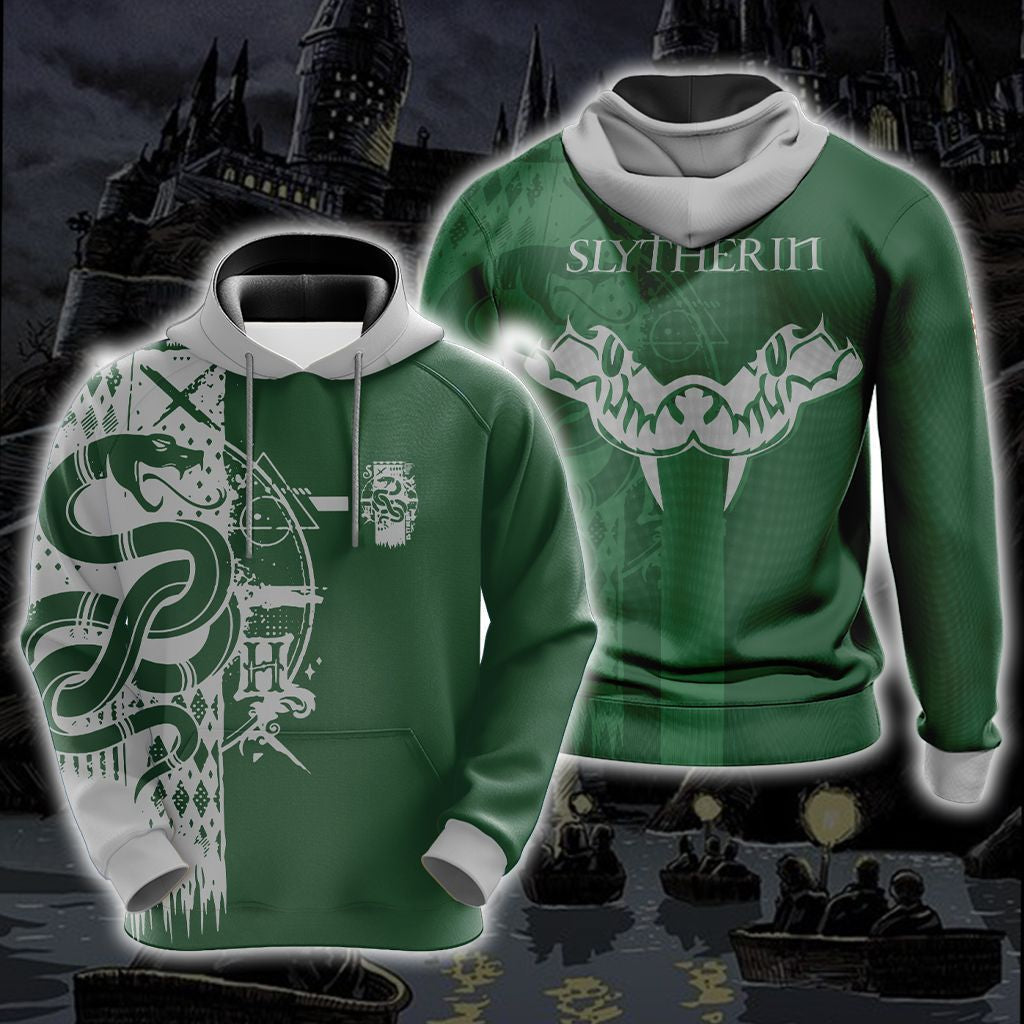 Quidditch Harry Potter Hogwarts House Slytherin Unisex 3D Pullover Hoodie