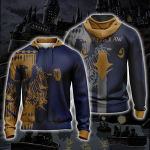 Quidditch Harry Potter Hogwarts House Ravenclaw Unisex 3D Zip Hoodie