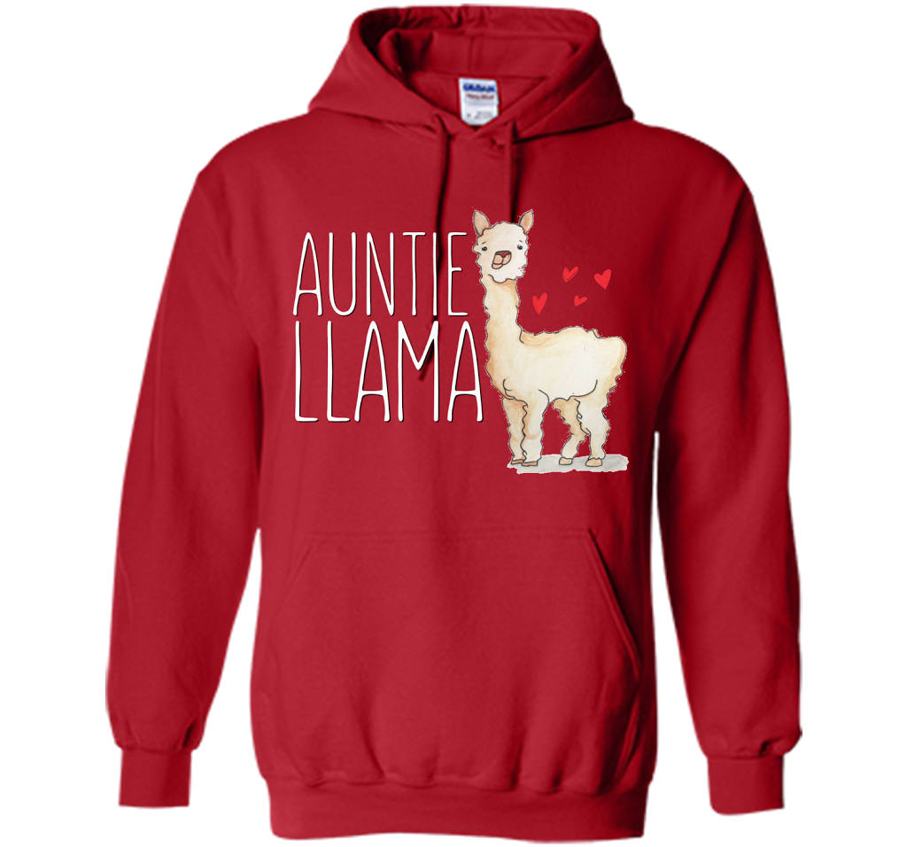 Auntie Llama Shirt Funny Matching Family Tribe Aunt T-shirt Red