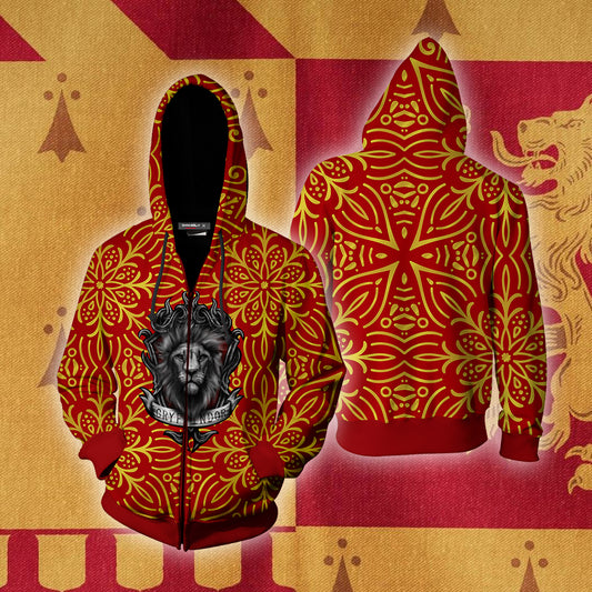 House Gryffindor Brave At Heart Harry Potter Zip Up Hoodie 4XL