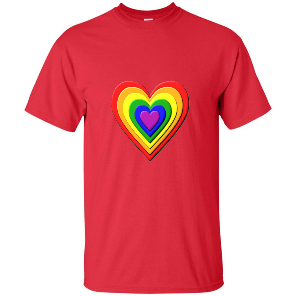 LGBT T-shirt Rainbow Heart T-shirt Red