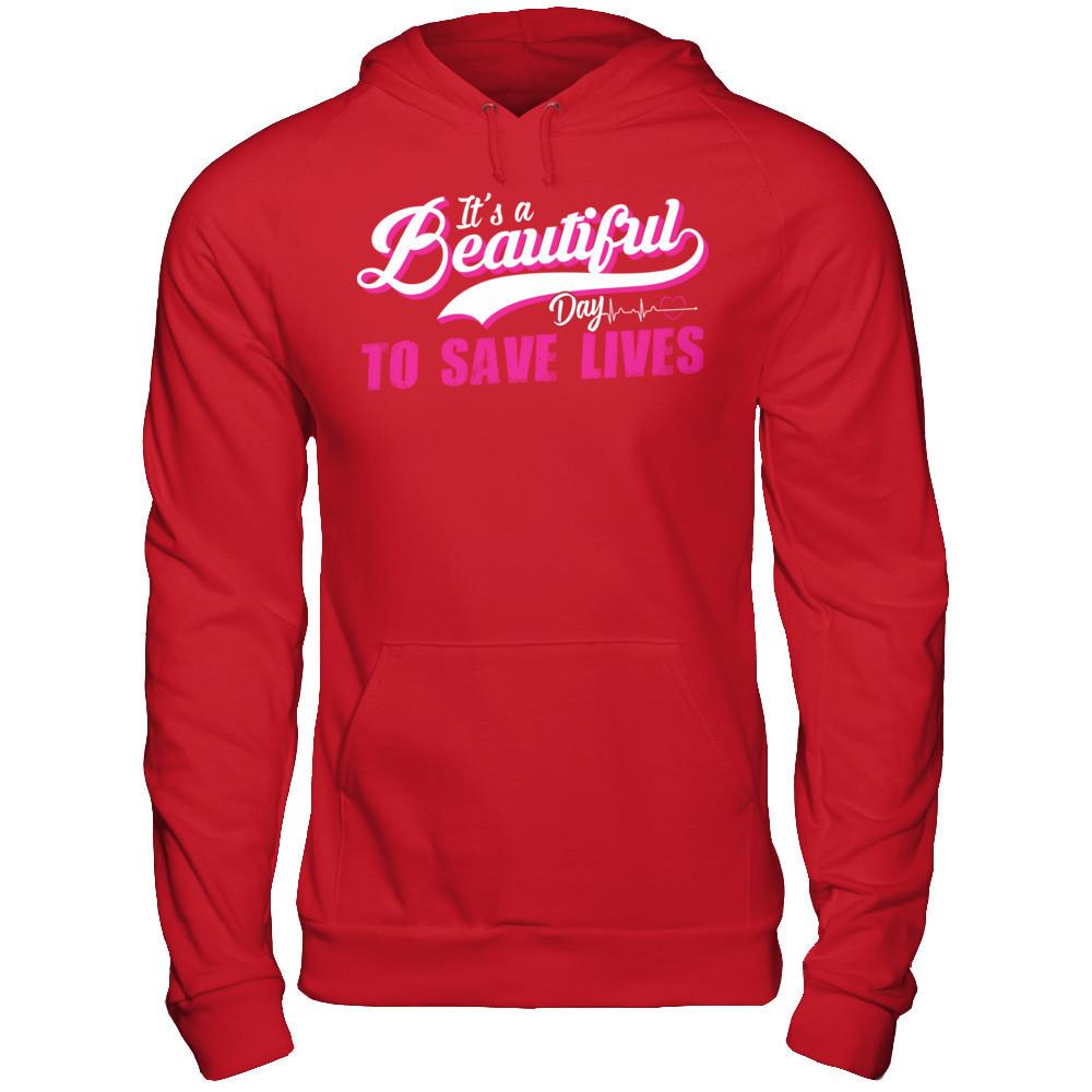 It's A Beautiful Day To Save Lives Gildan - Pullover Hoodie Red