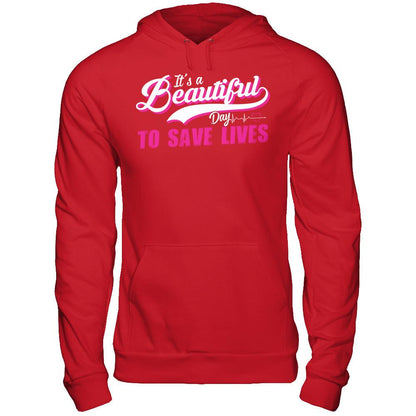 It's A Beautiful Day To Save Lives Gildan - Pullover Hoodie Red