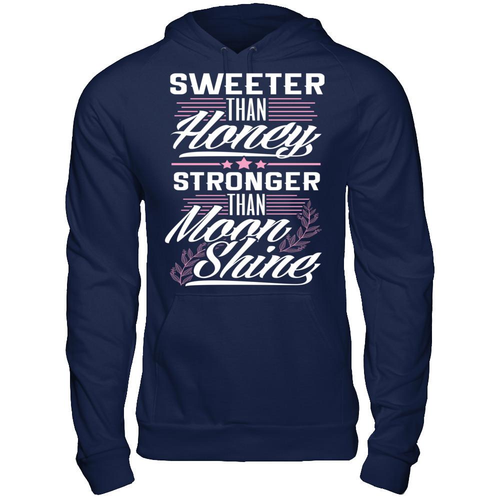 Sweeter Than Honey, Stronger Than Moon Shine Gildan - Pullover Hoodie Navy