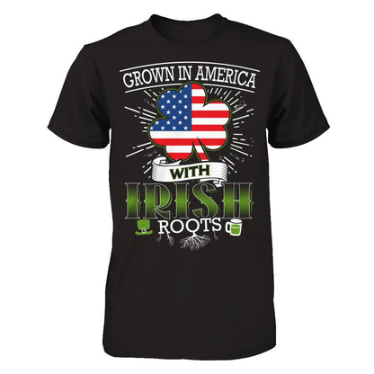 Grown In America With Irish Roots T-shirt Gildan - Short Sleeve Tee Black