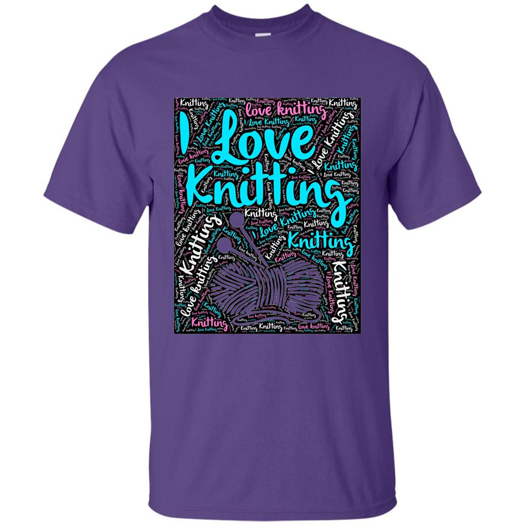 Knitting Wordcloud Knitter T-shirt Love Knitting Purple