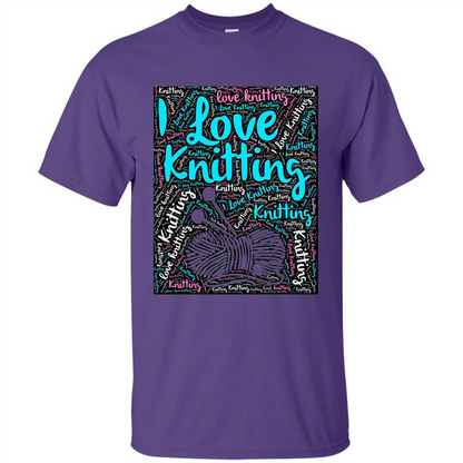 Knitting Wordcloud Knitter T-shirt Love Knitting Purple