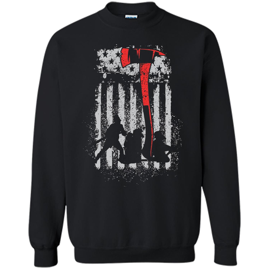 Firefighter With US Flag T-shirt Black