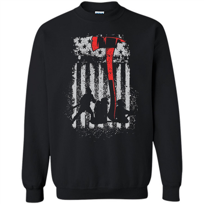 Firefighter With US Flag T-shirt Black