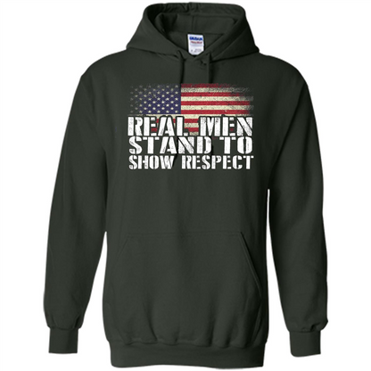 Military T-shirt Real Men Stand To Show Respect Forest Green