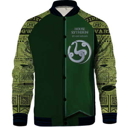 House Slytherin By Any Means Harry Potter Baseball Jacket