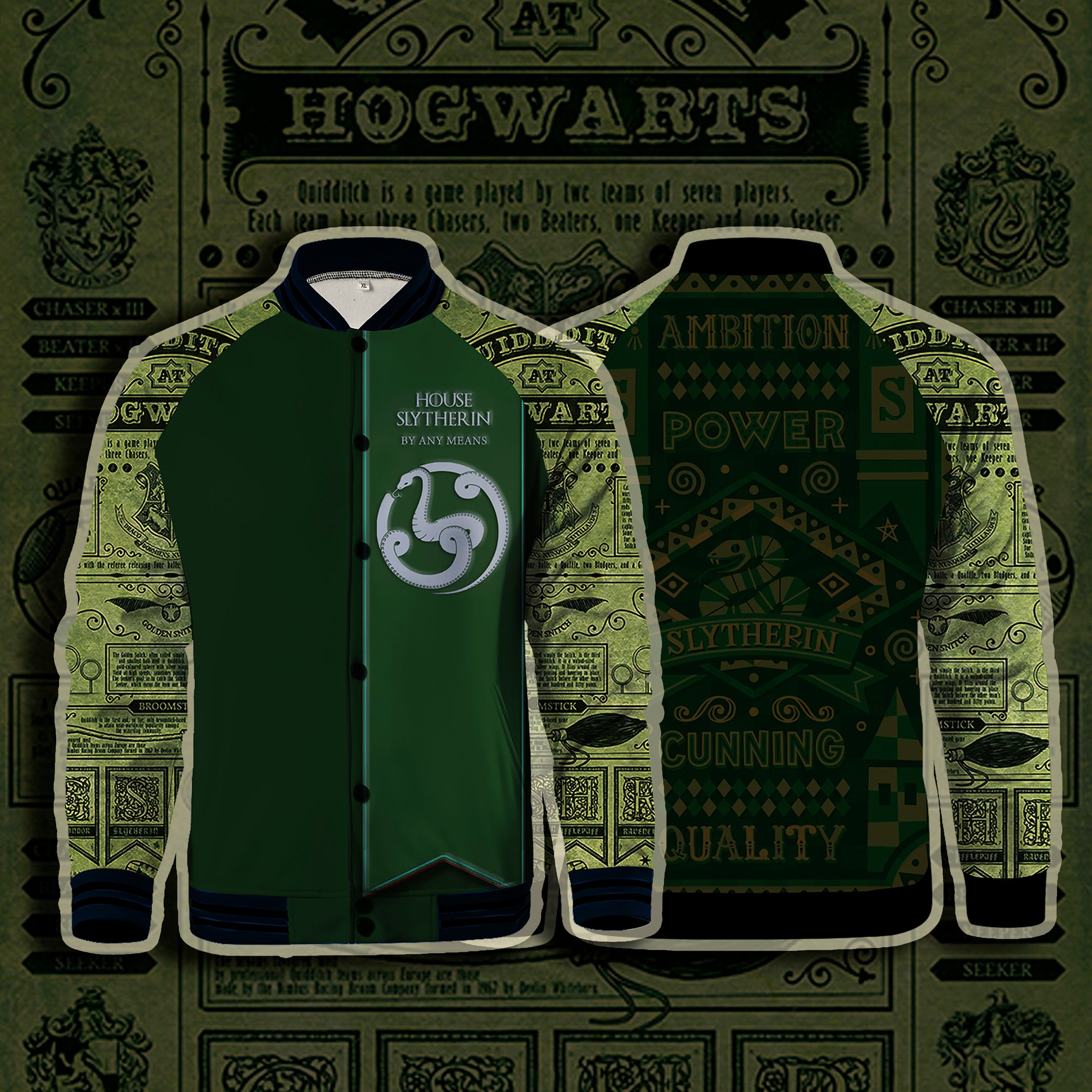 House Slytherin By Any Means Harry Potter Baseball Jacket