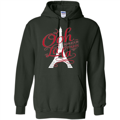 France Tshirt Bonjour Paris Tshirt, Hello Paris Tshirt Forest Green