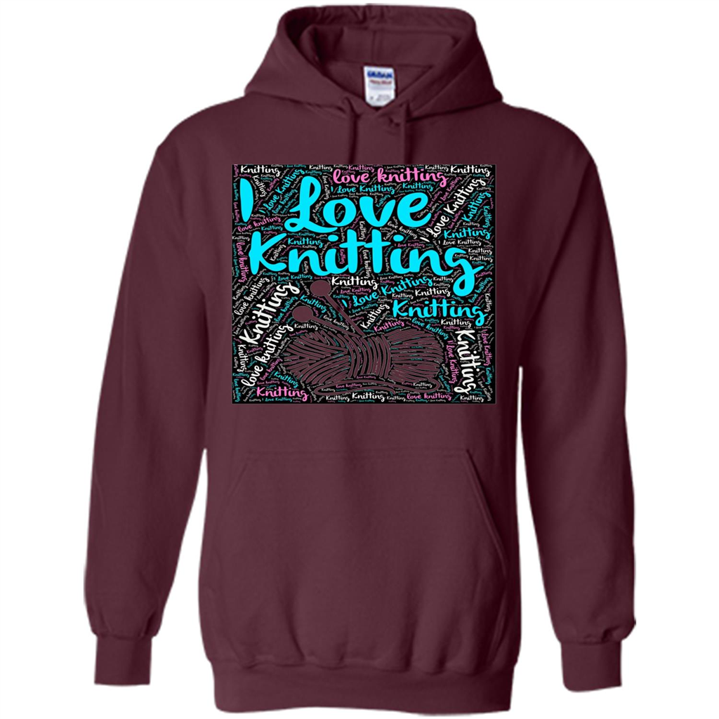 Knitting Wordcloud Knitter T-shirt Love Knitting Maroon