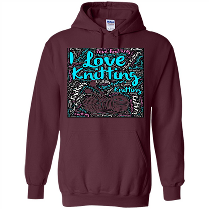Knitting Wordcloud Knitter T-shirt Love Knitting Maroon