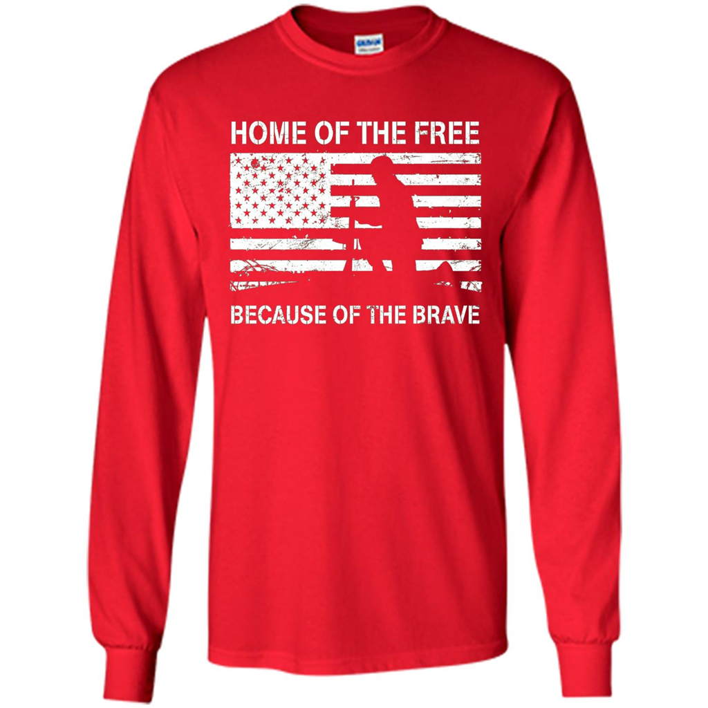 Military T-shirt Home Of The Free Because Of The Brave Red