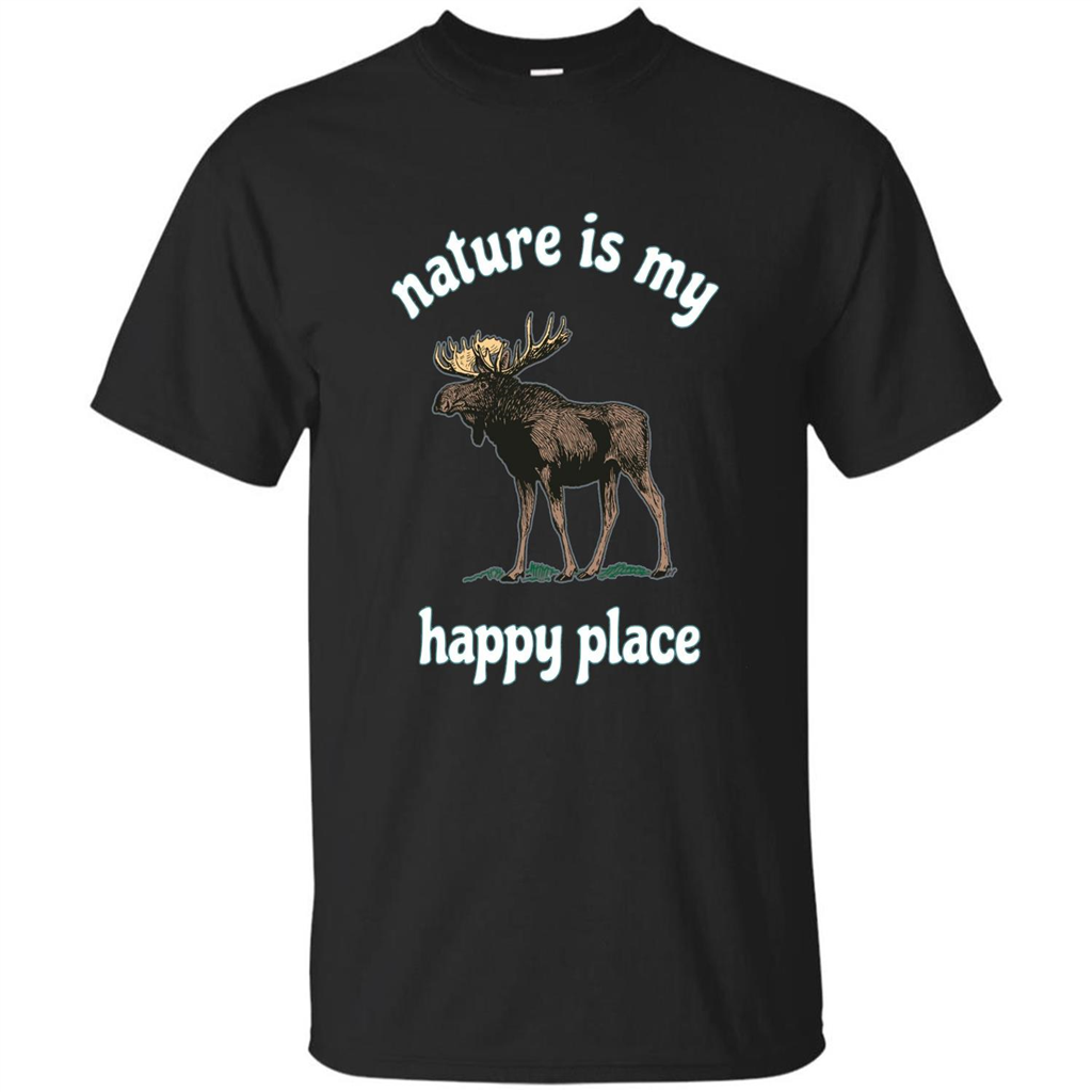 Moose's Wildlife T-Shirt Nature Is My Happy Place Black