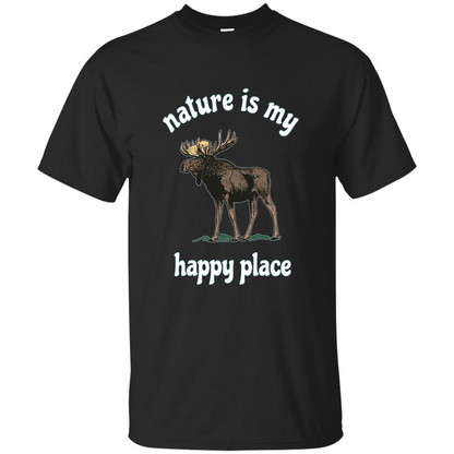 Moose's Wildlife T-Shirt Nature Is My Happy Place Black