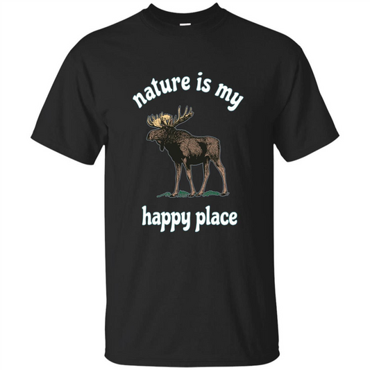 Moose's Wildlife T-Shirt Nature Is My Happy Place Black