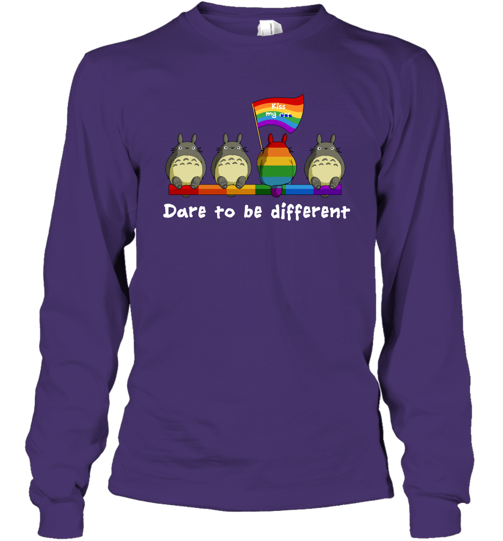 Dare To Be Different Totoro LGBT Long Sleeve T-Shirt Long Sleeve T-Shirt Purple