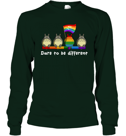 Dare To Be Different Totoro LGBT Long Sleeve T-Shirt Long Sleeve T-Shirt Forest Green