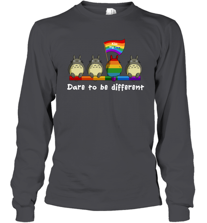 Dare To Be Different Totoro LGBT Long Sleeve T-Shirt Long Sleeve T-Shirt Dark Heather