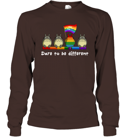 Dare To Be Different Totoro LGBT Long Sleeve T-Shirt Long Sleeve T-Shirt Dark Chocolate