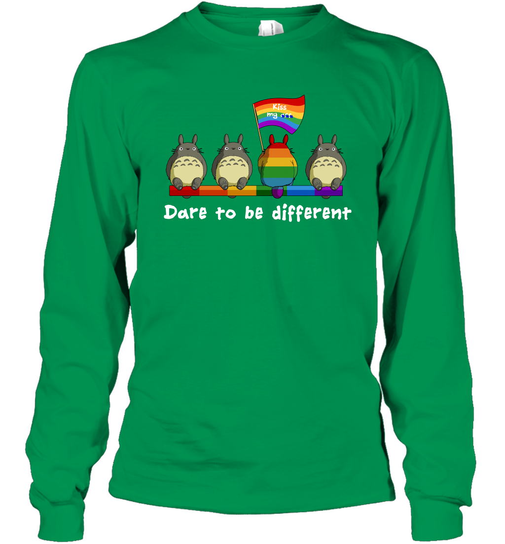 Dare To Be Different Totoro LGBT Long Sleeve T-Shirt Long Sleeve T-Shirt Irish Green