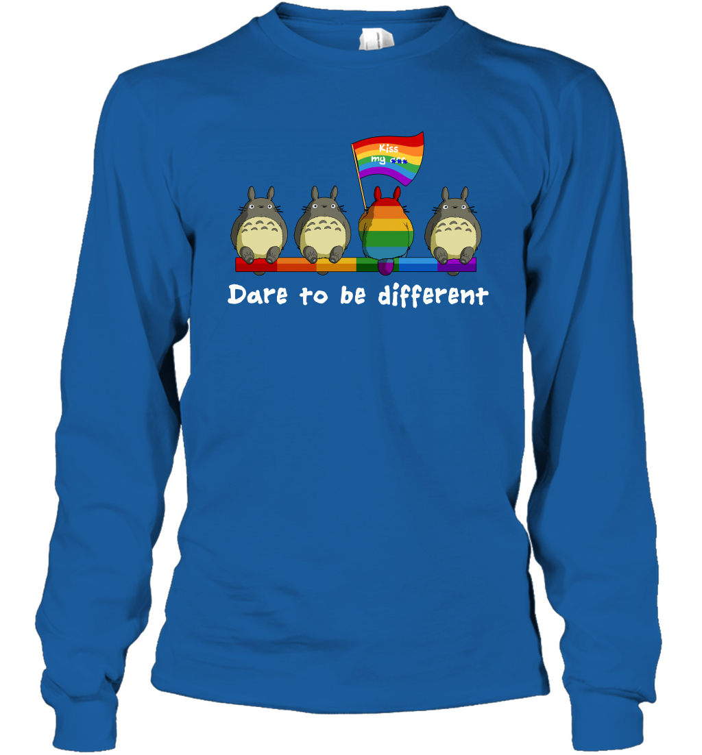Dare To Be Different Totoro LGBT Long Sleeve T-Shirt Long Sleeve T-Shirt Royal